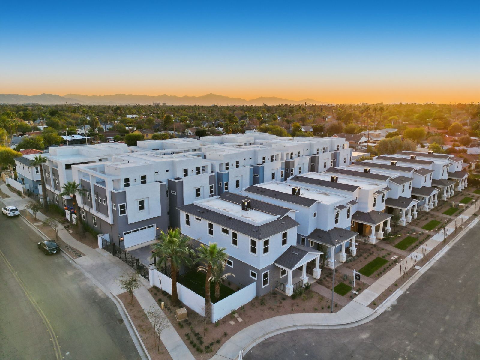 Aerial of The Bower Willo at sunset