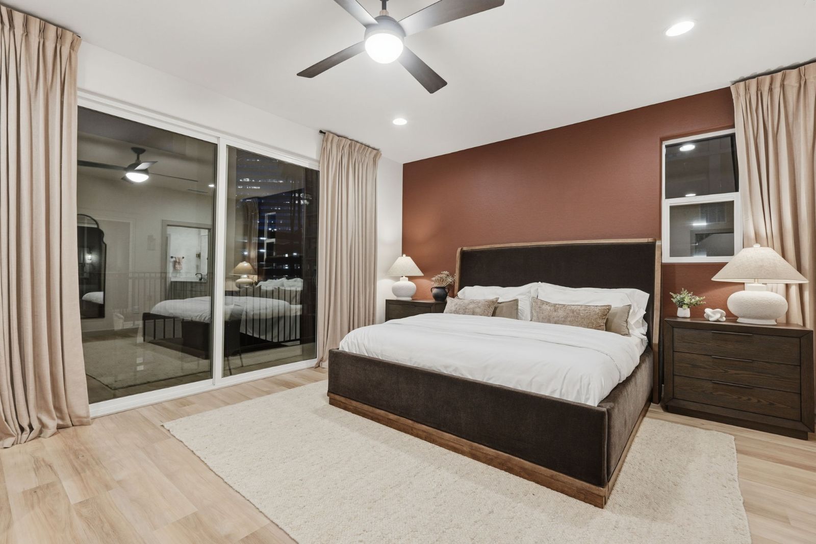 Primary suite with private deck, third level of the Rooftop Residence — Rooftop Residence model at 108 W Willo Ct, The Bower Willo, Willo Historic District, Phoenix AZ 85003