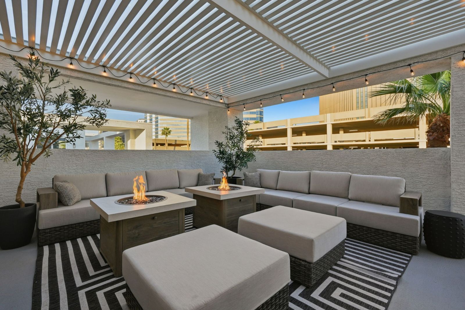 Sky deck in daylight with views over the Willo Historic District — Rooftop Residence model at 108 W Willo Ct, The Bower Willo, Willo Historic District, Phoenix AZ 85003